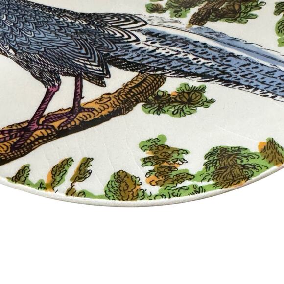 CMG Peacock Pheasant Tree Plate Made In Portugal Handmade 9 Inch Lunch Decor - Picture 4 of 7